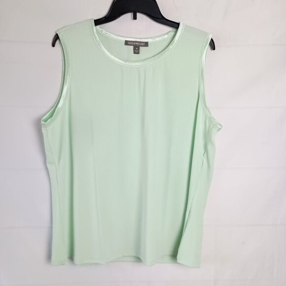 Kate & Mallory Satin Trim Tank Top 1X NWTW Celery Green Relaxed Fit Layering - Picture 1 of 5